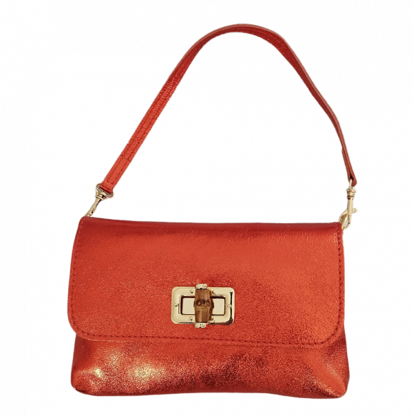 bolso piel naranja